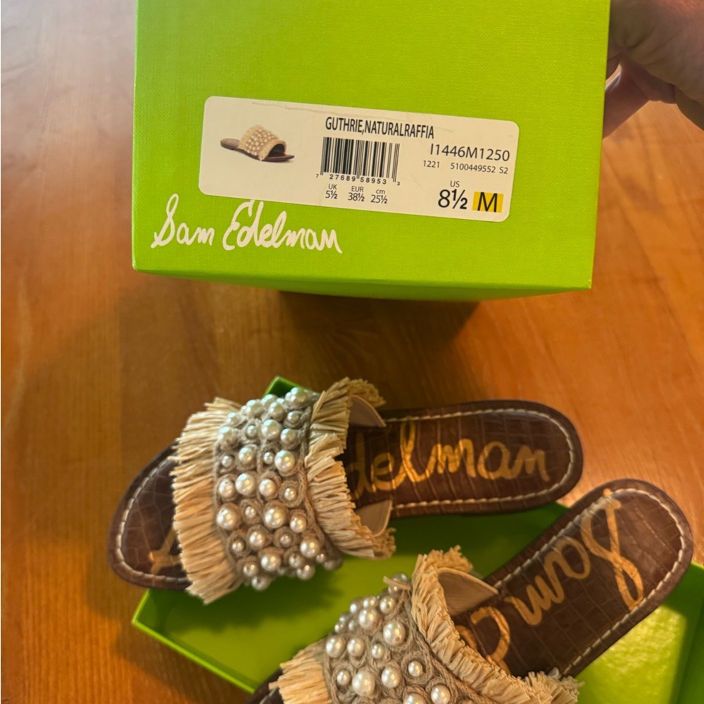 Sam Edelman Natural Pearl Fringe Sandals